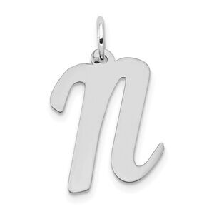 14k White Gold, Madison Collection LG Classic Script Initial N Pendant